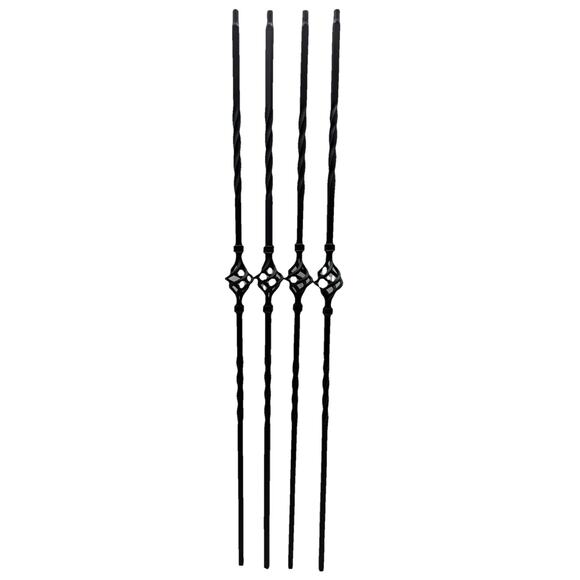 44” x 0.5” Black Hollow Aluminum Pin Top Single Basket Baluster Lot Of 4 {G8} - Picture 2 of 14
